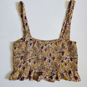 American Eagle Outfitters Xs Yellow Brown Crop Tank Topam